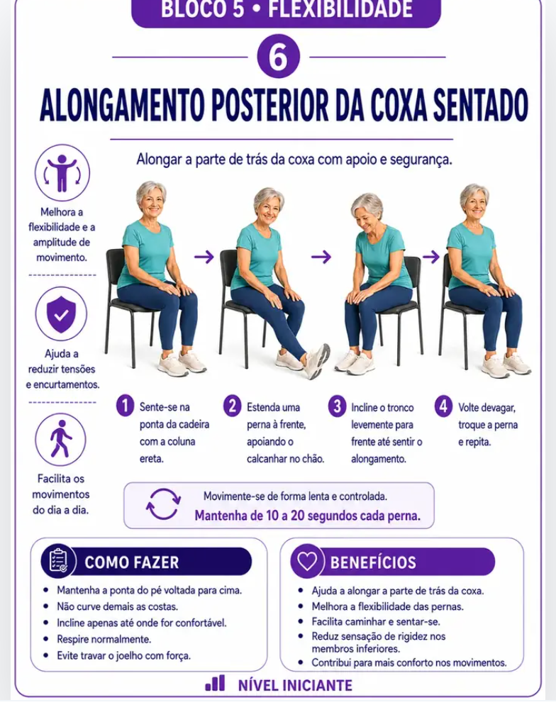 Alongamento posterior da coxa sentado